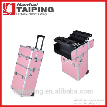 Aluminum Rolling Case Hairdresser Trolley Case Pink Makeup Trolley Case