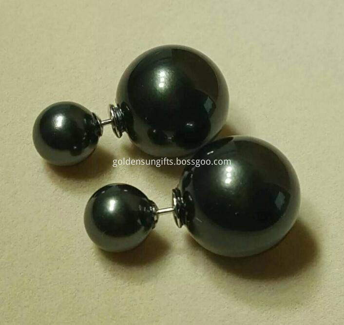 Black Shell Pearl Bead Ear Stud Jewelry