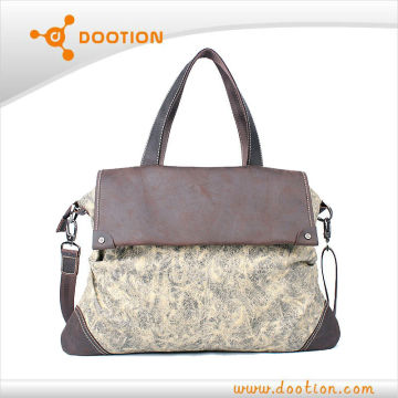 Canvas and leather men handbag