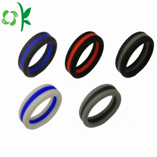 Double Colour Men / Women Layer Silicone Black / Silver Rings