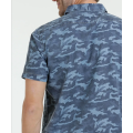 Camicie casual da uomo in cotone stampa militare a maniche corte