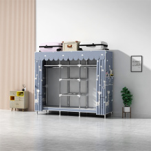 163cm Assembled Metal Frame Canvas Wardrobe