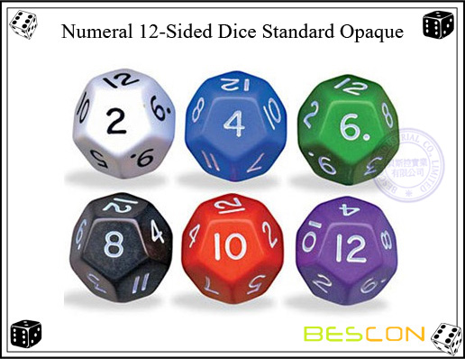 Numeral 12-Sided Dice Standard Opaque Numeral 12-Sided Dice Standard Opaque