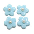 Ciondoli in resina di fiori di cinque petali di perle colorate Resina di fiori flatback per bambini Accessori per gusci in gomma con cordino in gomma