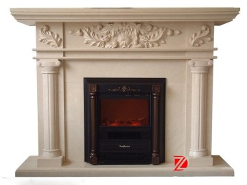 Cream column fireplace / fireplace mantel