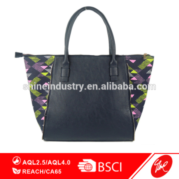 Dual Jacquard Zippered Shopper Tote