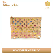 Small cork handbag zipper clutch cork handbag