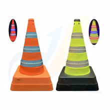 Road Safety: Orange Collapsible Cone with Foldable Design, Traffic Cone Warning Marker and Top Light