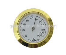 Diameter 37mm Steel Gold color white Face Analog Cigar Hygrometer