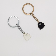 Halloween Ghost Black White Soft Enamel Keychain for Schoolbag Buckle