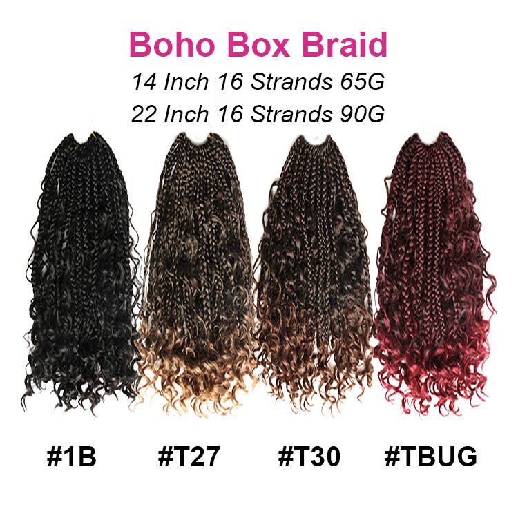 Wholesale 14 inches boho box braid bohemian box crochet hair messy boho goddess faux river locs