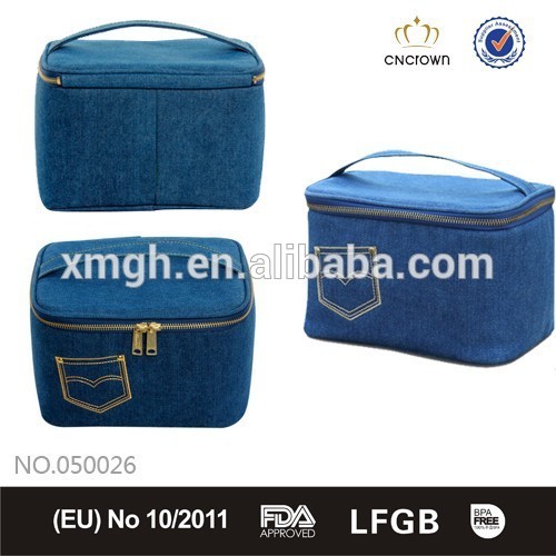 Denim canvas 2-way zip cool bag exclusive cool bag