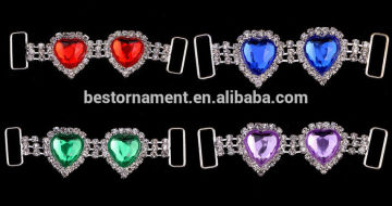 Silver Plated Heart Crystal Rhinestone Bikini Connectors