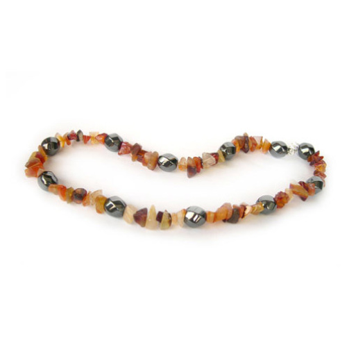 Hematite Carnelian Chip Necklace