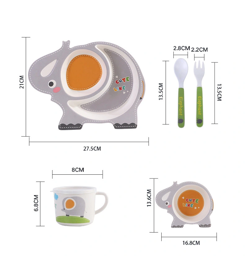 Lion Shape Bamboo Fiber Kindergarten Children's Dinner Set