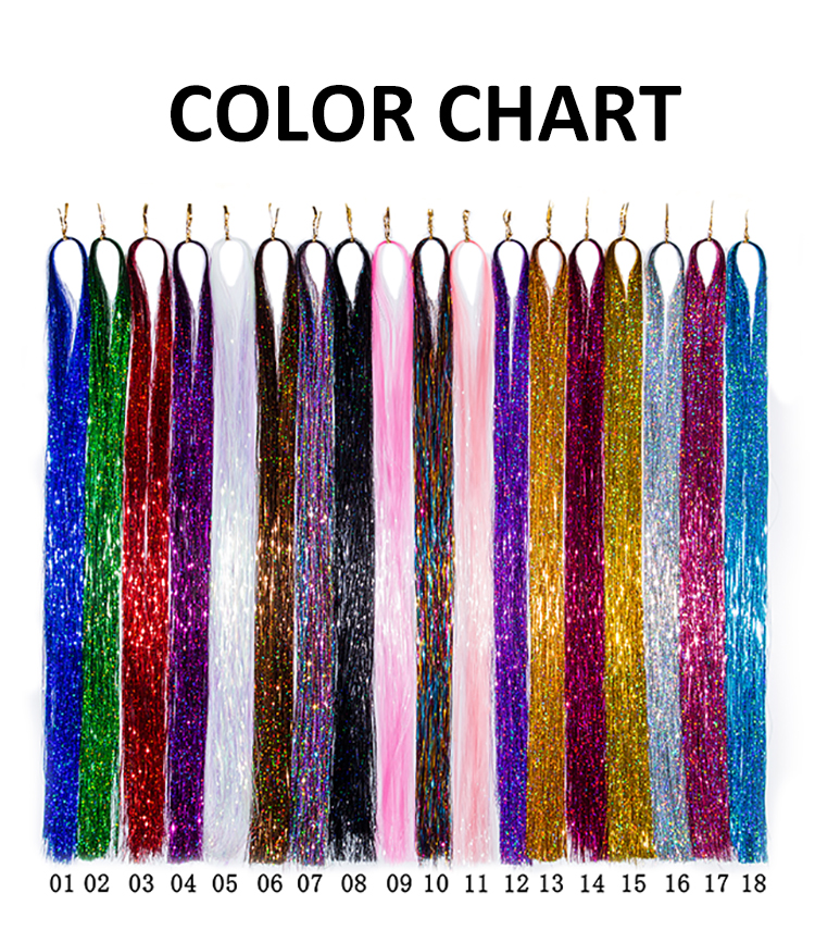 High Quality Rainbow Colorful 48 inch Hair Tinsel Crochet Hair Extensions Women for Braiding Hair Clip