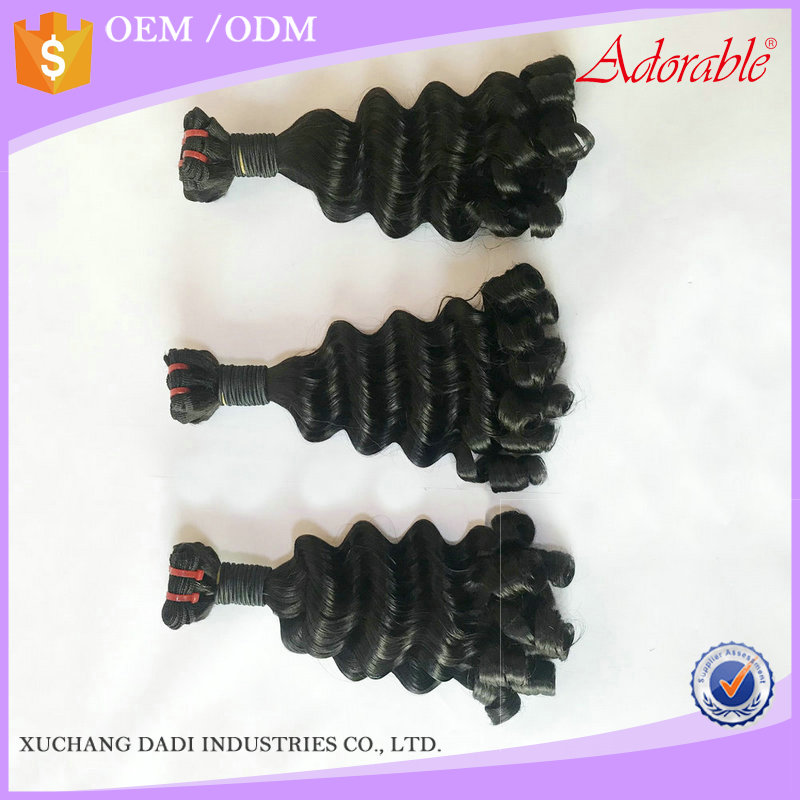 xuchang hair factory double drawn remy human hair weaving,10A grade funmi wave 100% virgin natural hair weaves