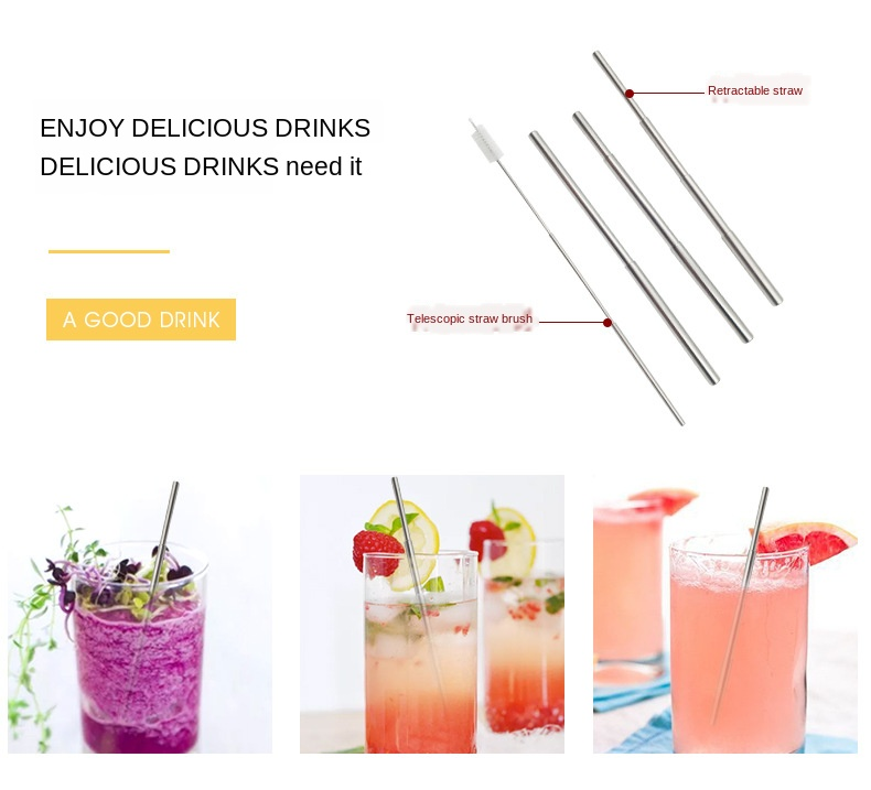 Wholesale colorful metal straws 304 collapsible stainless steel straw set with case