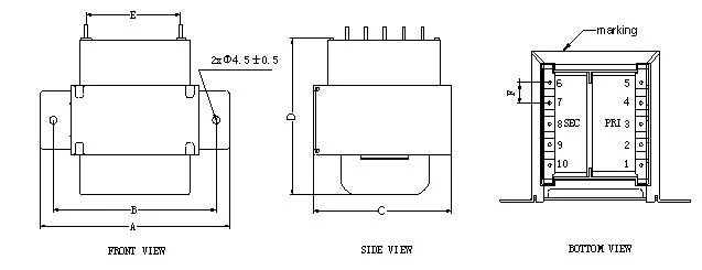 UL approuvé EI-54 Fréquence basse tension Transformateur de puissance électrique à profil bas pour dispositif de communication