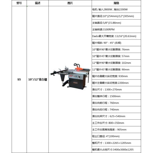 Sega da banco a spinta manuale per la lavorazione del legno S5-10/12