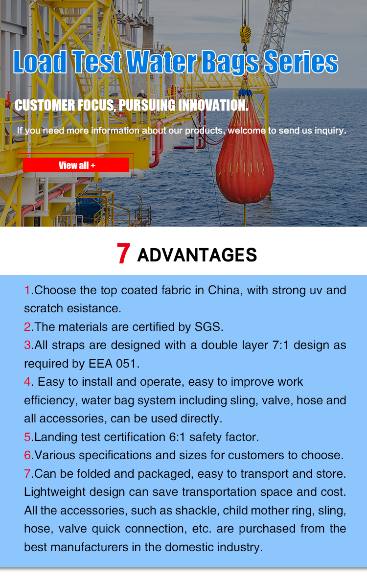 Marine proof Lifeting test weight bags Crane Davit Load Testing Water Bags