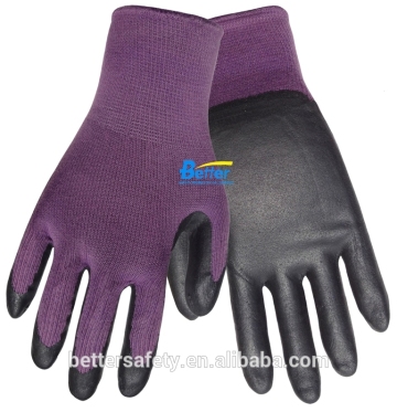 Earth Friendly Bamboo Lining with Foam Finished Nitrile Coated Protective Gloves factory