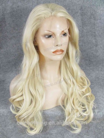 Swiss hair wigs chic Blonde Bleach Front Lace Synthetic Wigs