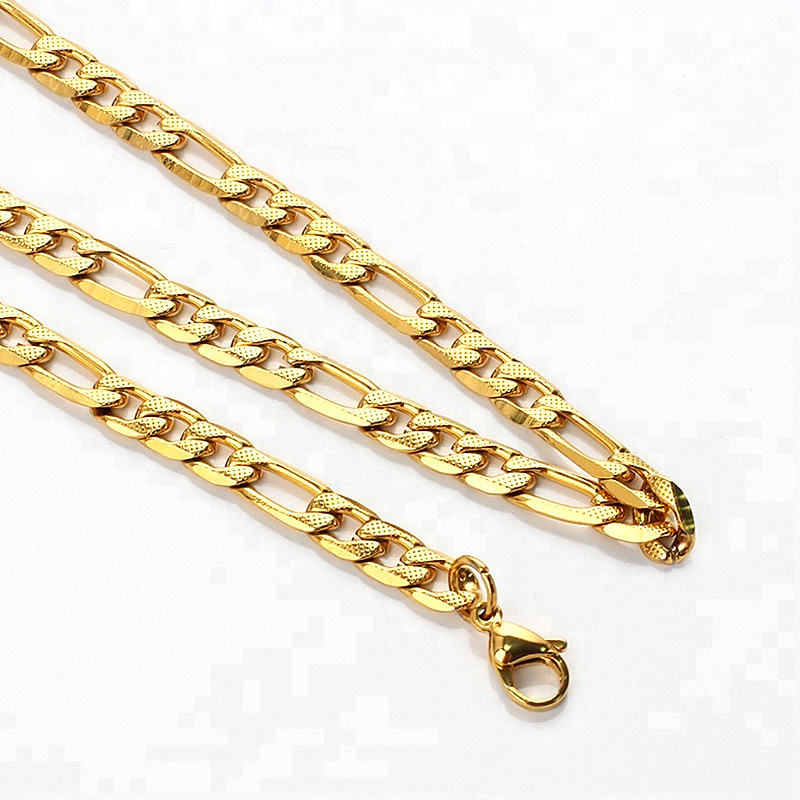 Stainless Steel 18k Gold Men Figaro Chain Necklace Fashion 3:1nk Necklace Mens Women Chunky Chain Necklace