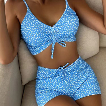 YOUME High Waist Push-Up Bikini with Floral Print