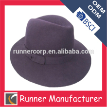 Men's purple fedora hat wide brim with ribbon