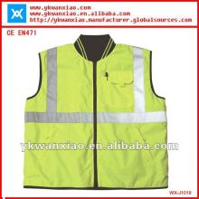 yellow safety reflective jacket with reverse sides,yellow reflective jacket with class3 tape, reflective jacket with non sleeve