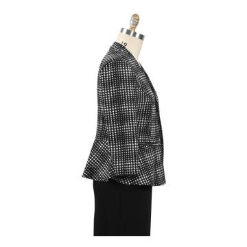 Fashion Office Ladies Black Houndstooth Coats