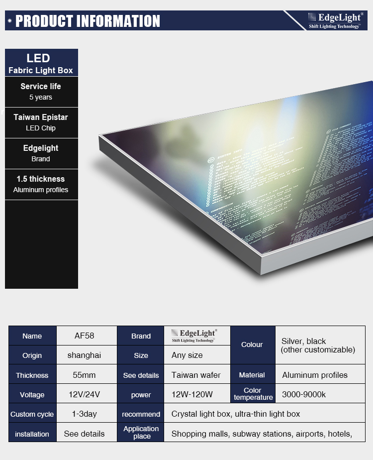 Edgelight AF58 Double- sided CE ROHS Slim Acrylic Led Light Box