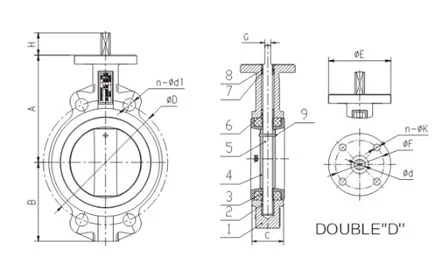 Lug Type Butterfly Valve Gearbox Operated Pn16