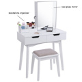 White Wood French Mirrored Dressing Table Set