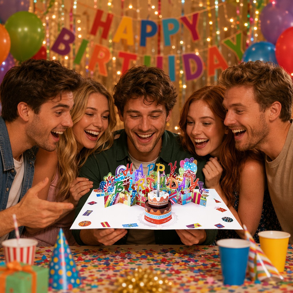 Wyskakująca karta urodzinowa Birthday blow out pop up card