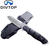 Divtop Diving Survival Compact spearfishing, Black Stainless Steel Point Tip BCD dive Knife.