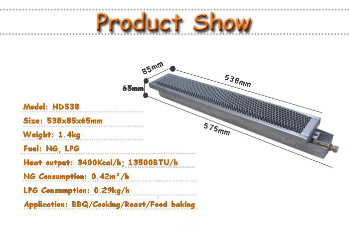 Infrared Catalytic honeycomb Ceramic Gas Burner for Barbecue machine
