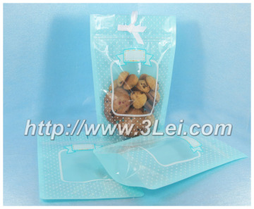 Reusable stand up laminated bag for cookies,stand up ziplock bag