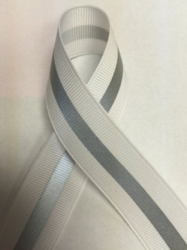 White with grey  reflective ribbon