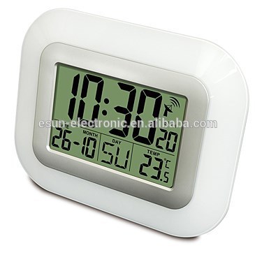 Fashion simple operation automatic Jumbo LCD Atomic Digital Wall alarm Clock radio controlled weather station desk alarm clock