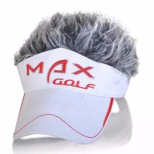 Funny hat with fake hair custom logo golf caps