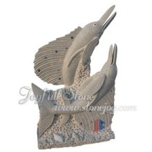 Animal Carving, stone fish sculptures