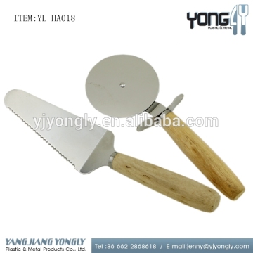 Wood handle Pizza Slicer Server Tool Kit Pie Server & Pizza Cutter