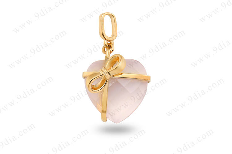 Special Designs Rose Quartz Pendant 14k Real Gold Fine Gold Jewelry Cheap