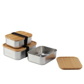 Stainless Steel Lunch Box with Bamboo Lid