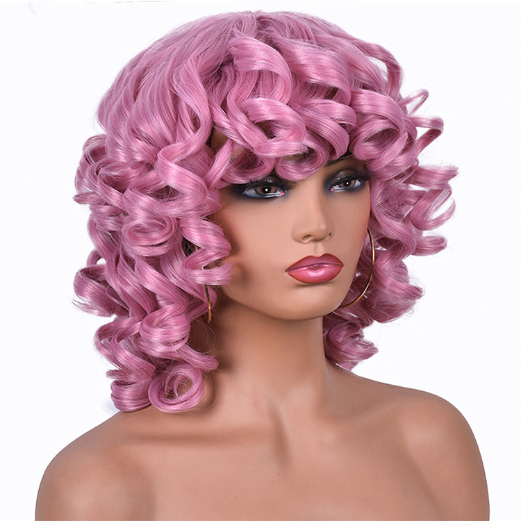 Wholesale Synthetic Hair Wigs short deep wave closer straight curly hair wavy bang wig synthetic wigs with bangs for black women