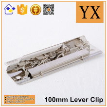 Metal lever arch file clip for document folder