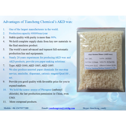 Dímero de alquil ceteno utilizado para la emulsión de AKD en la industria del papel con CAS NO.144245-85-2