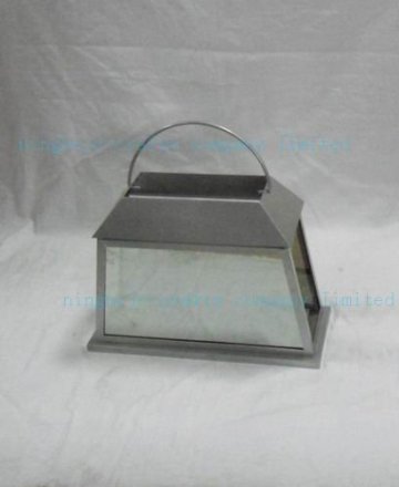 glass silver metal candle lantern